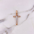 Dije Cruz Cristo 4.65gr / 3.8cm / Circones Blancos Dos Oros Blanco Rosa 18K #