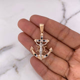Dije Ancla Cristo Timon 6.5gr / 4cm / Circones Blancos Negros Dos Oros Blanco Rosa 18K $