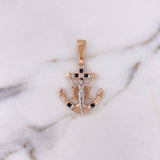 Dije Ancla Cristo Timon 6.5gr / 4cm / Circones Blancos Negros Dos Oros Blanco Rosa 18K $