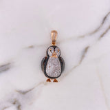 Dije Pingüino 11.2gr / 4.1cm / Circones Blancos Negros Dos Oros Blanco Rosa 18K $