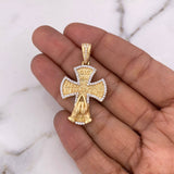 Dije Cruz Gloria Al Padre 7.45gr / 4cm / Circones Blancos Oro Amarillo 18K $
