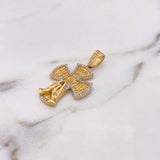 Dije Cruz Gloria Al Padre 7.45gr / 4cm / Circones Blancos Oro Amarillo 18K $