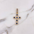 Dije Cruz Tupida 4.85gr / 4.5cm / Circones Blancos Azules Oro Amarillo 18K #