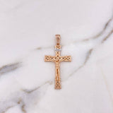 Dije Cruz Cristo 6gr / 4.7cm / Dos Oros Blanco Rosa 18K #