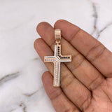 Dije Cruz 10.25gr / 4.9cm / Circones Blancos Negros Dos Oros Blanco Rosa 18K $