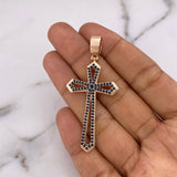 Dije Cruz 10.2gr / 5.8cm / Circones Negros Dos Oros Blanco Rosa 18K $