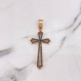 Dije Cruz 10.2gr / 5.8cm / Circones Negros Dos Oros Blanco Rosa 18K $
