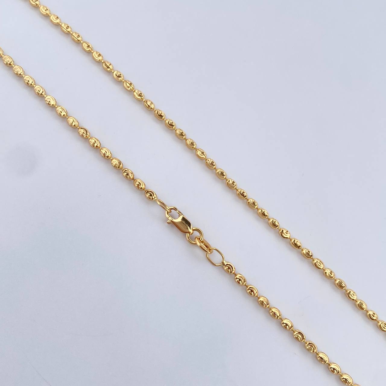 Cadena Militar 7.85gr / 60.5cm / 1.8mm Bola Diamantada Oro Amarillo  +3 18K &