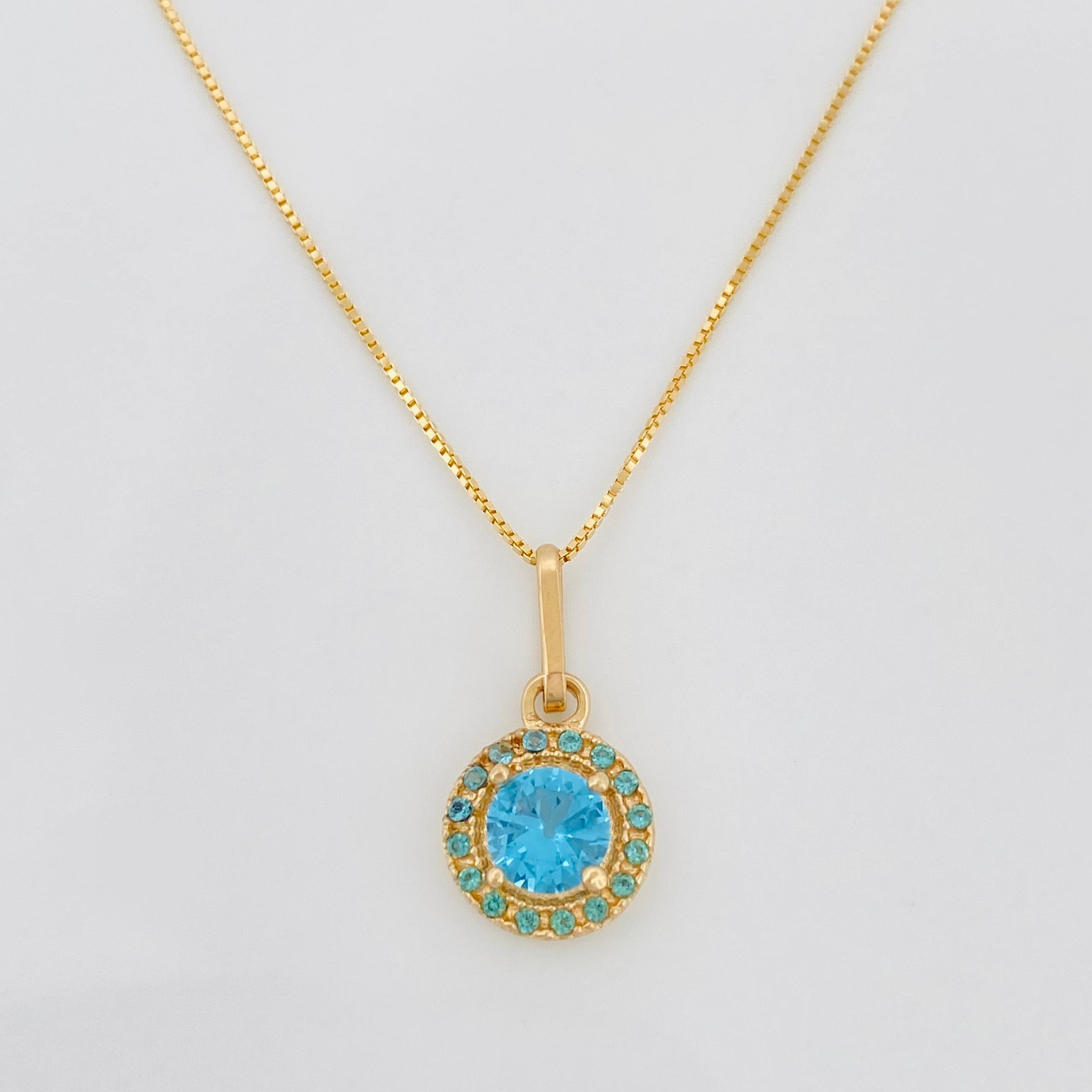 Set Cadena Veneciana + Dije Halo / 2.2g / 45cm Oro Amarillo 18K