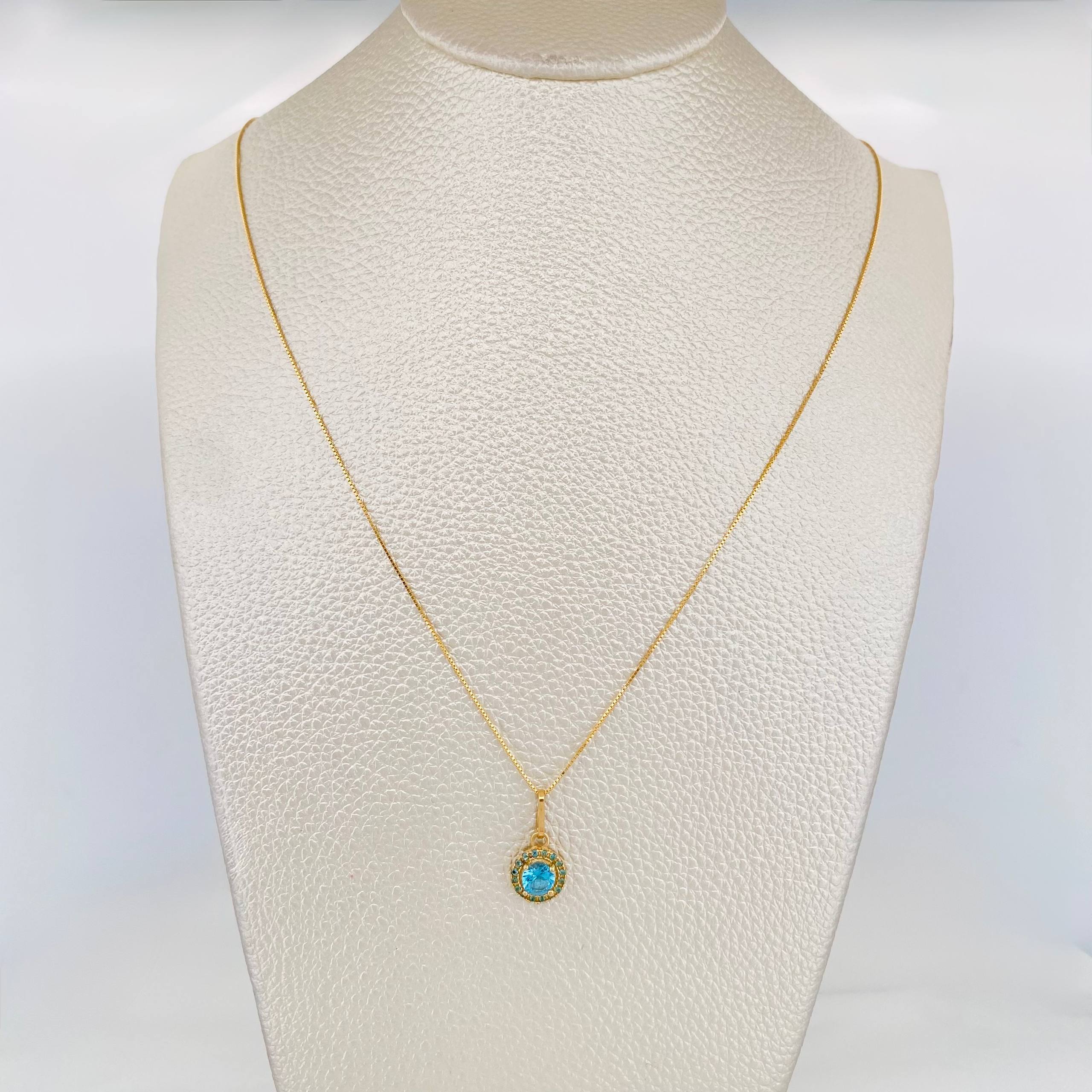 Set Cadena Veneciana + Dije Halo / 2.2g / 45cm Oro Amarillo 18K