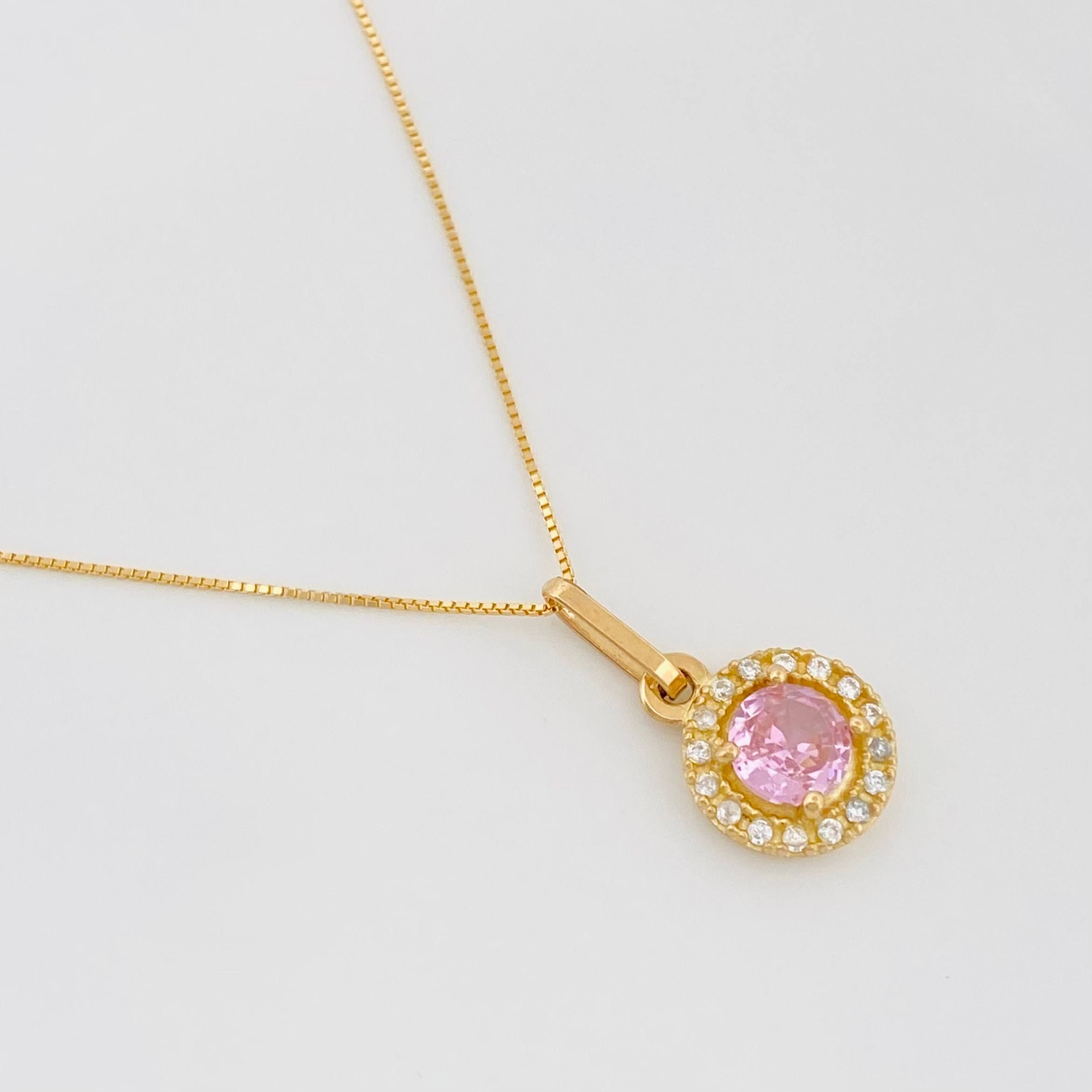 Set Cadena Veneciana + Dije Halo / 2.15g / 45cm Oro Amarillo 18K