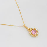 Set Cadena Veneciana + Dije Halo / 2.15g / 45cm Oro Amarillo 18K