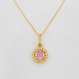 Set Cadena Veneciana + Dije Halo / 2.15g / 45cm Oro Amarillo 18K