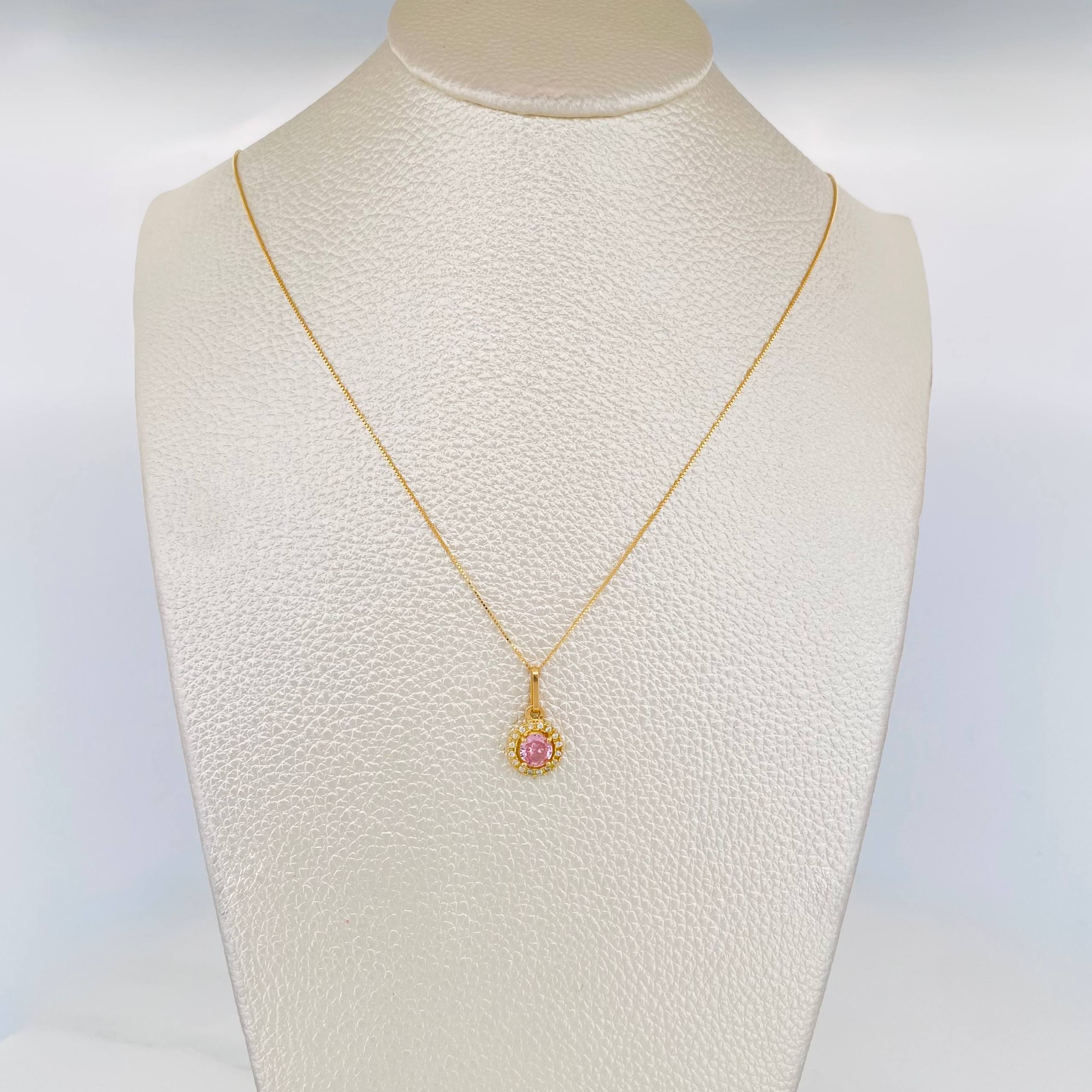 Set Cadena Veneciana + Dije Halo / 2.15g / 45cm Oro Amarillo 18K