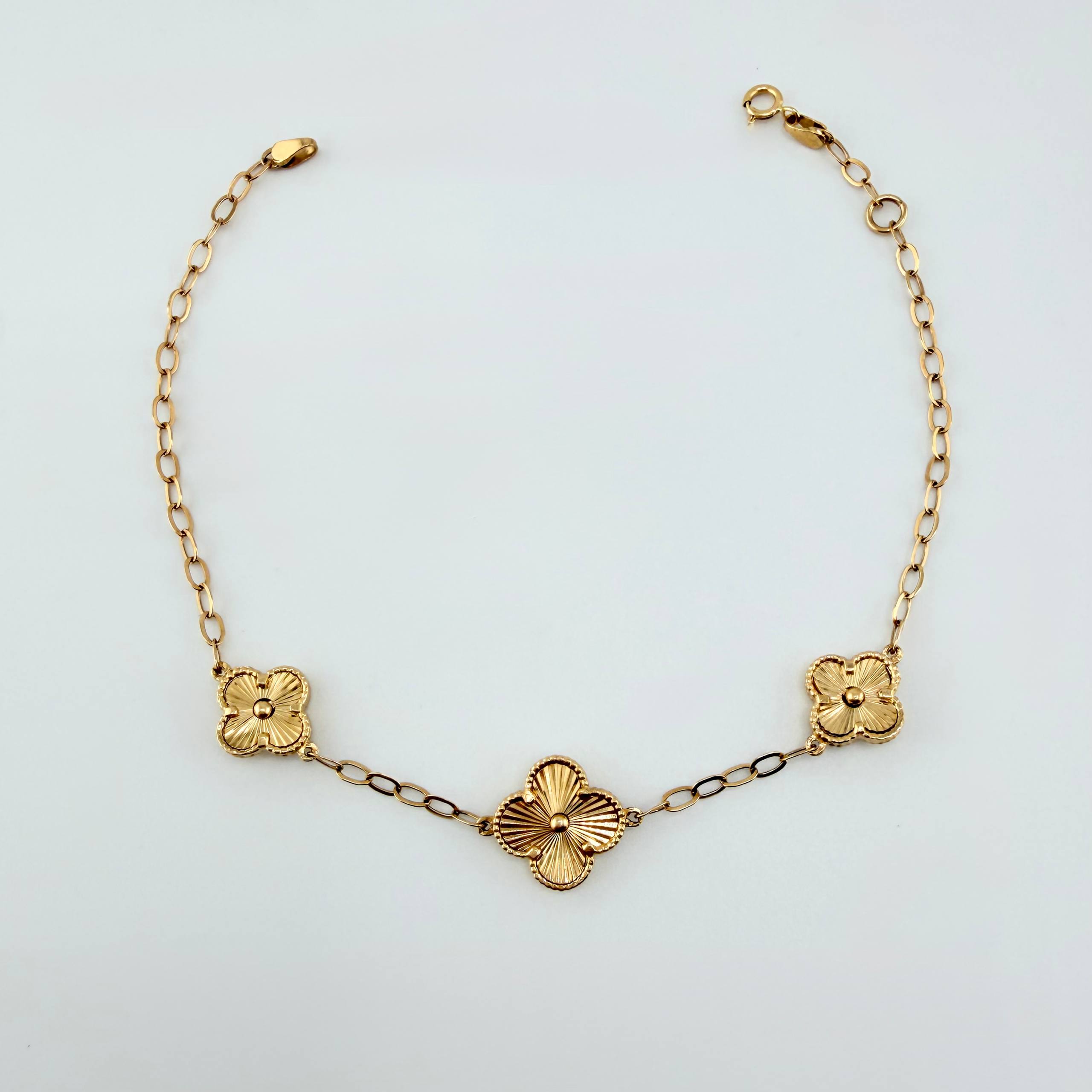 Pulso Cajón Trebol Diamantado 3.65gr / 18cm-19.5cm / 11.2mm Oro Amarillo Nac.Esp. 18K ©