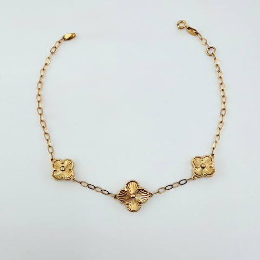 Pulso Cajón Trebol Diamantado 3.65gr / 18cm-19.5cm / 11.2mm Oro Amarillo Nac.Esp. 18K ©