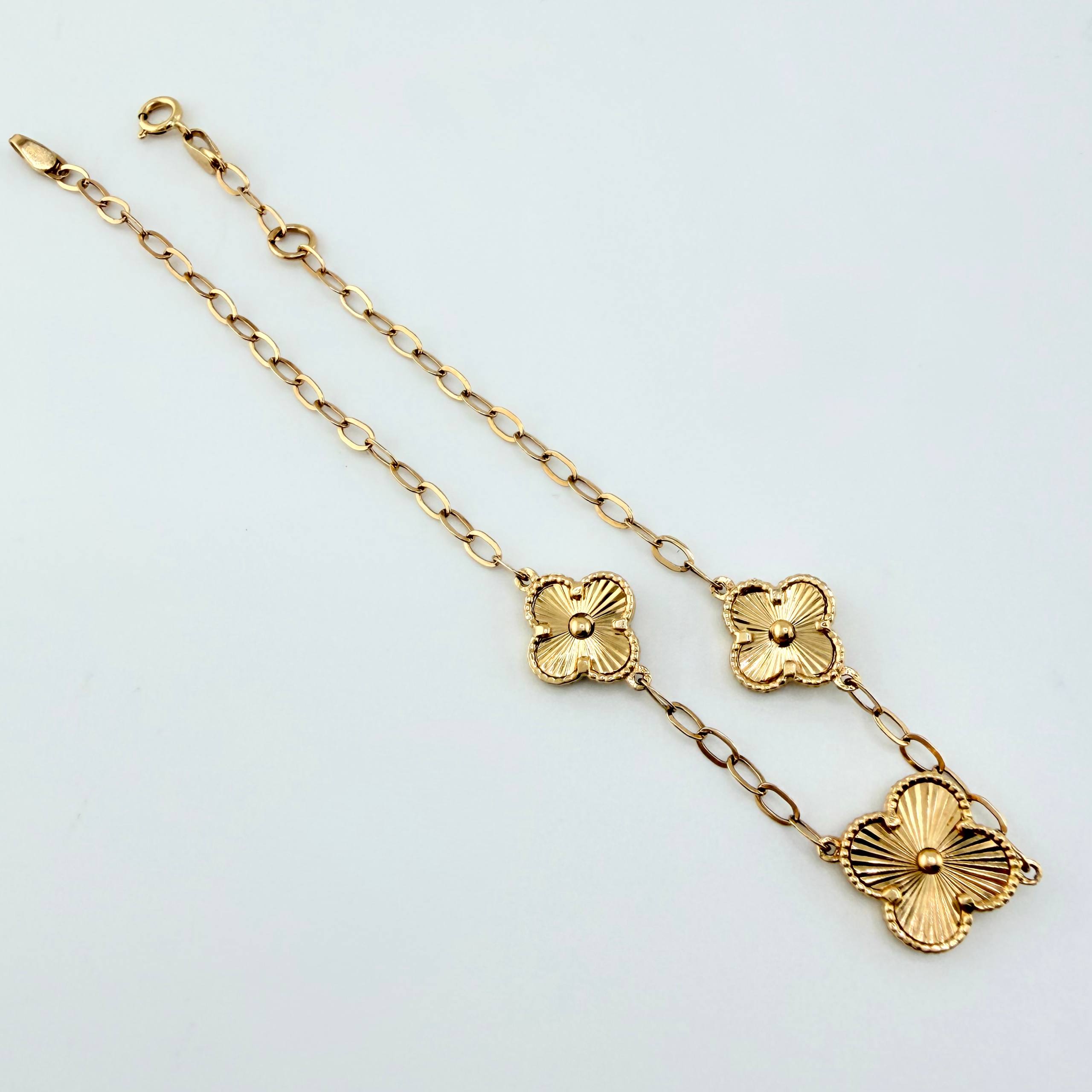 Pulso Cajón Trebol Diamantado 3.65gr / 18cm-19.5cm / 11.2mm Oro Amarillo Nac.Esp. 18K ©