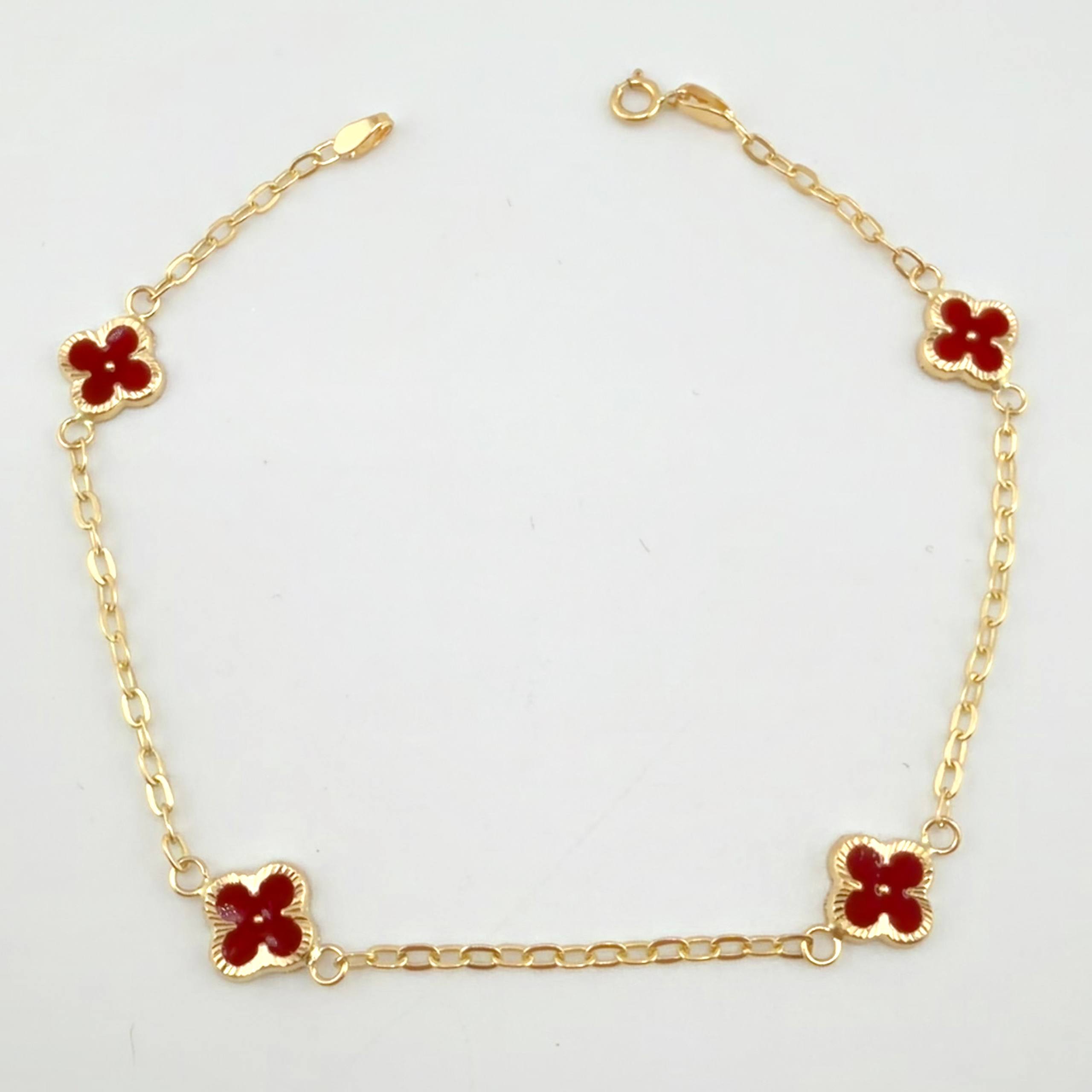 Pulso Cajón Trebol Doble Faz 2.45gr / 19cm / 8mm Oro Amarillo 18K ©