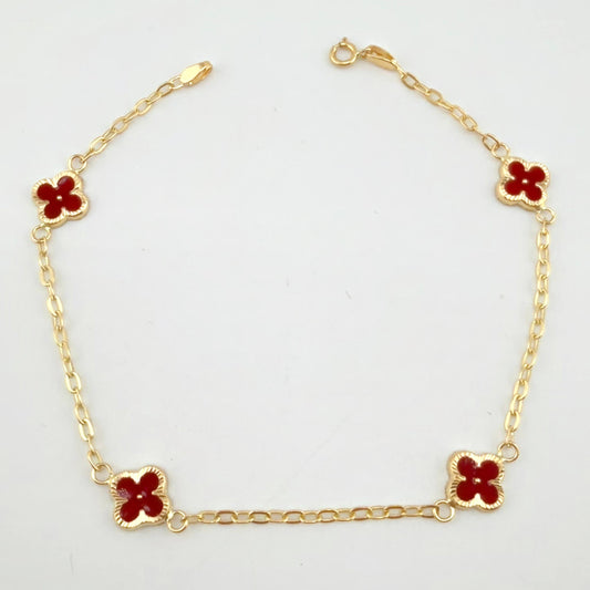 Pulso Cajón Trebol Doble Faz 2.5gr / 19cm / 8mm Oro Amarillo 18K ©