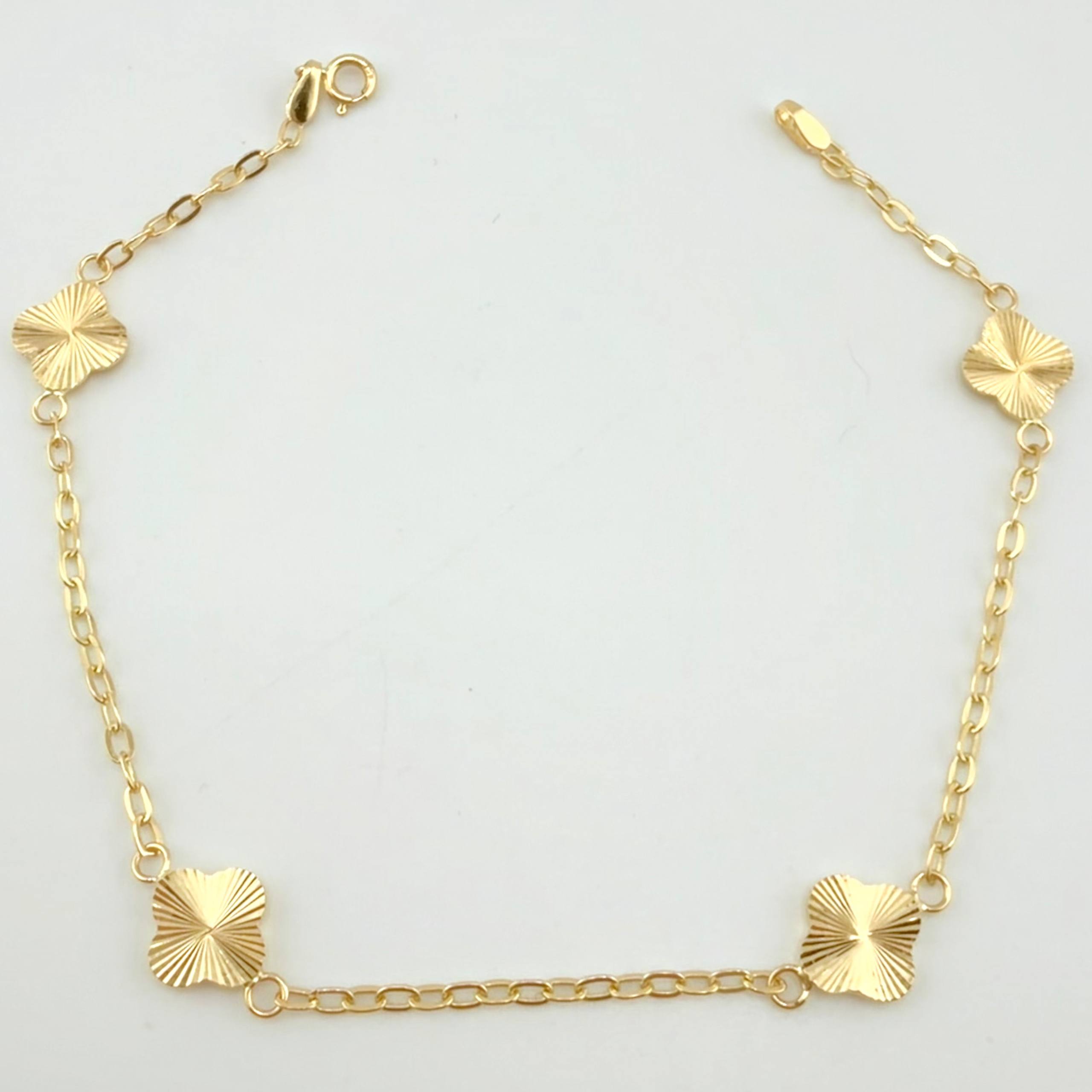 Pulso Cajón Trebol Doble Faz 2.5gr / 19cm / 8mm Oro Amarillo 18K ©