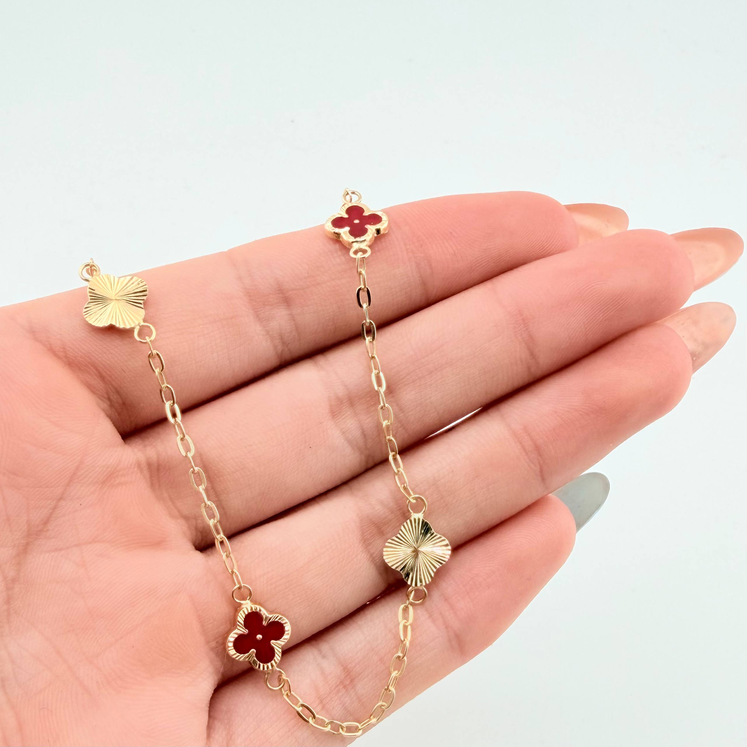 Pulso Cajón Trebol Doble Faz 2.5gr / 19cm / 8mm Oro Amarillo 18K ©