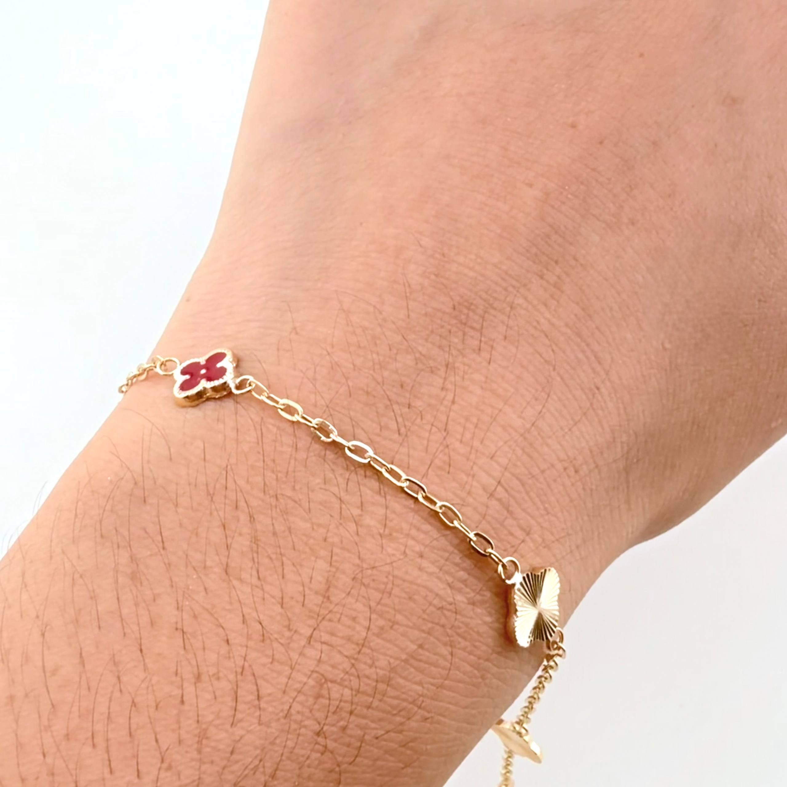 Pulso Cajón Trebol Doble Faz 2.5gr / 19cm / 8mm Oro Amarillo 18K ©