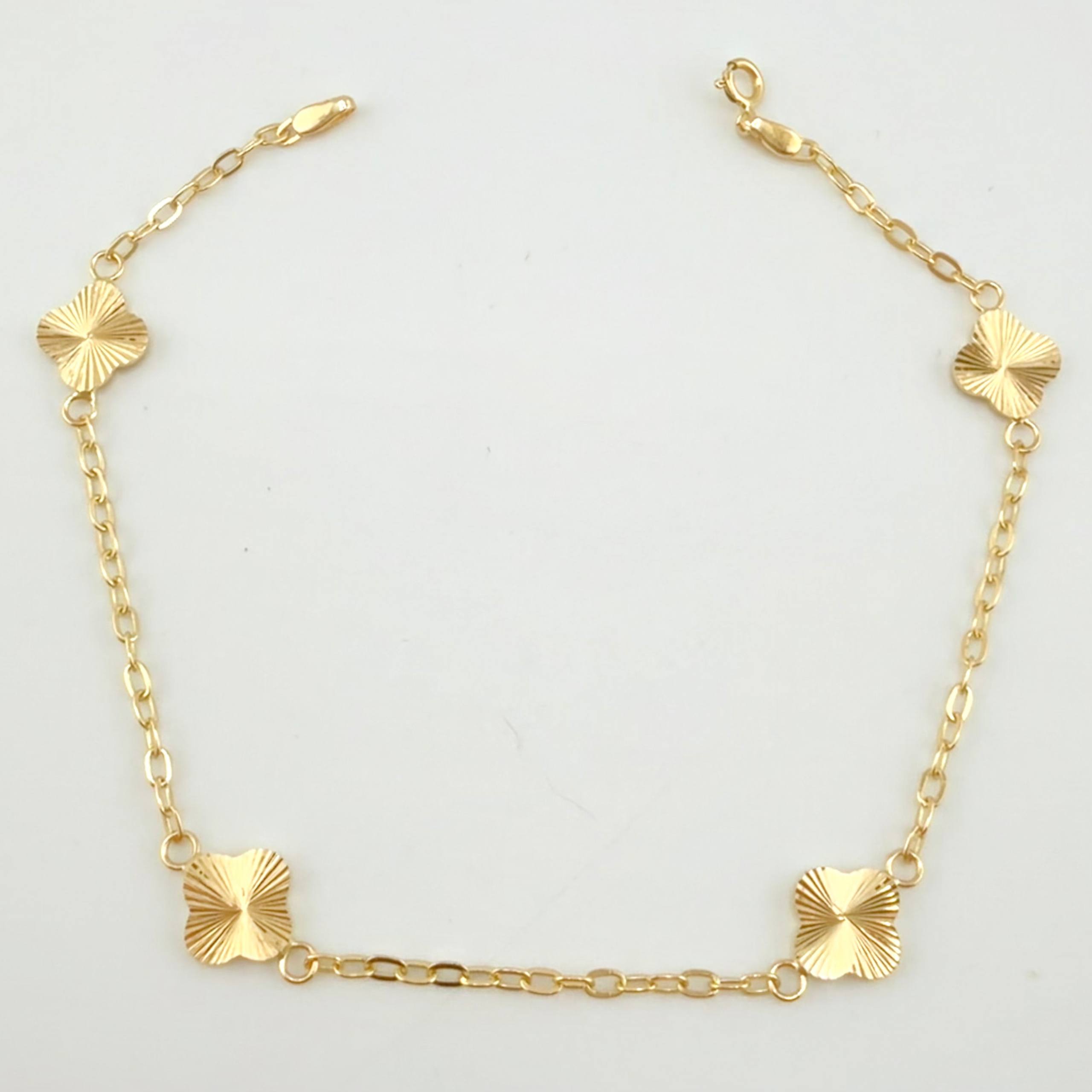 Pulso Cajón Trebol Doble Faz 2.65gr / 19cm / 8mm Oro Amarillo 18K ©