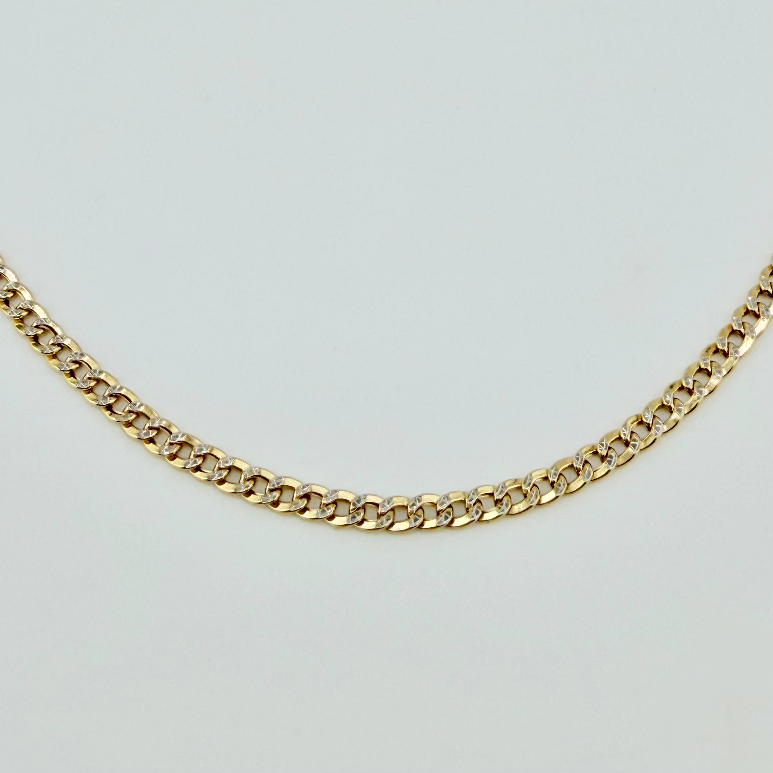 Cadena Cubana 5.1gr / 50cm / 3mm Dos Oros Amarillo Blanco +3 18K *