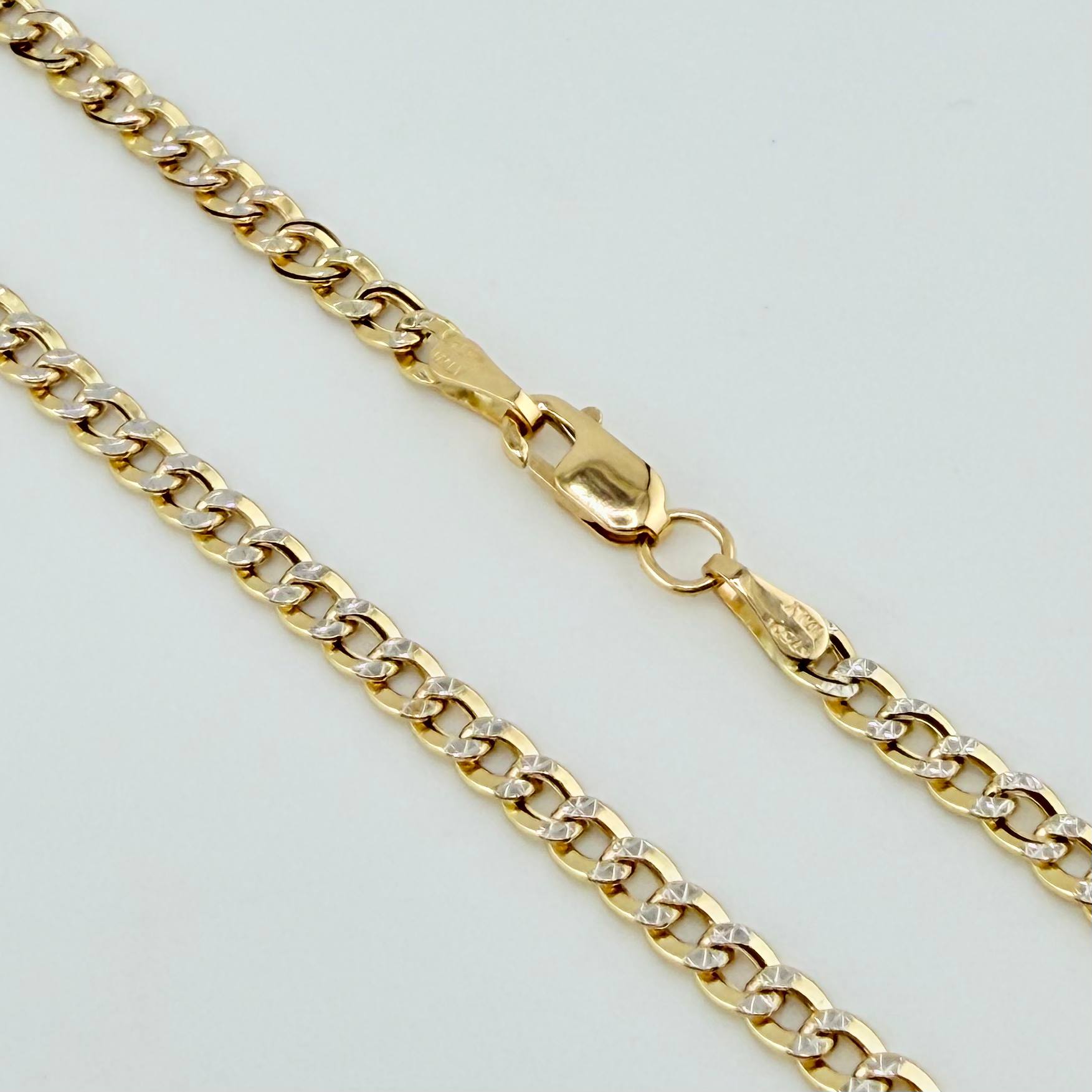 Cadena Cubana 5.05gr / 50cm / 3mm Dos Oros Amarillo Blanco +3 18K