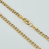 Cadena Cubana 5.2gr / 50cm / 3mm Dos Oros Amarillo Blanco +3 18K