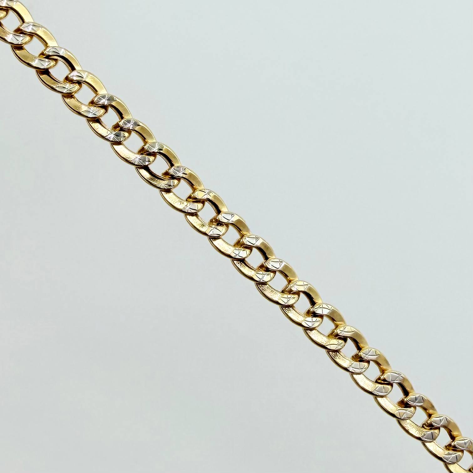 Cadena Cubana 6.2gr / 60cm / 3mm Dos Oros Amarillo Blanco +3 18K