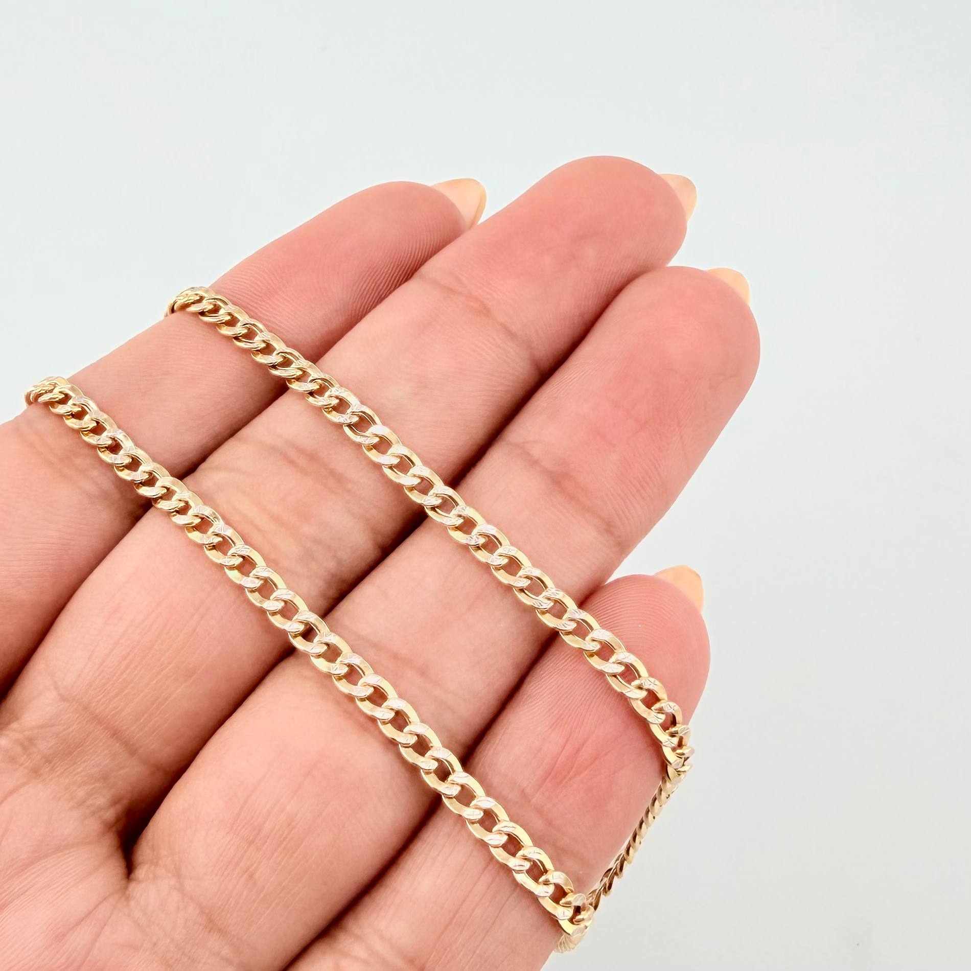 Cadena Cubana 5.2gr / 50cm / 3mm Dos Oros Amarillo Blanco +3 18K