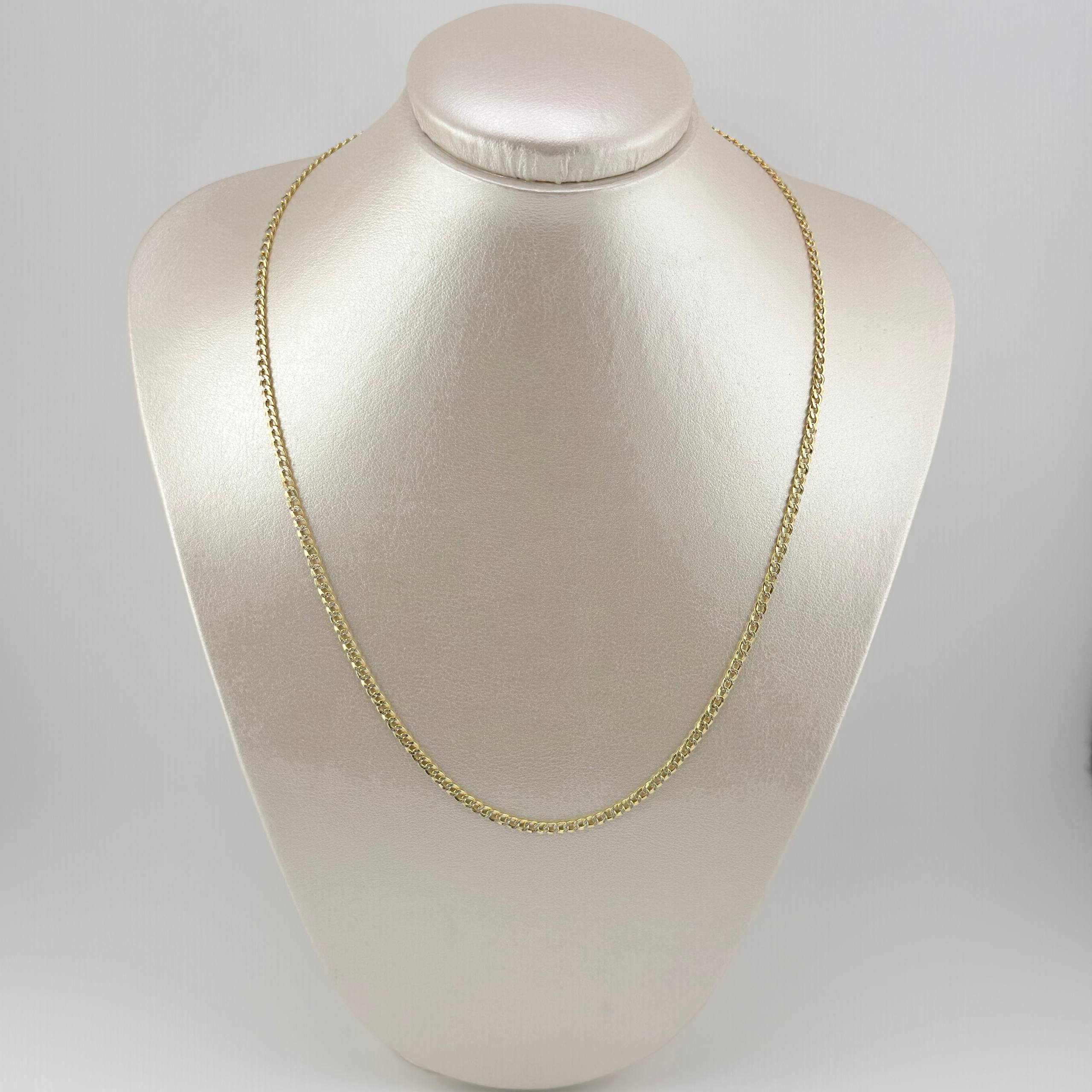 Cadena Cubana 5.05gr / 50cm / 3mm Dos Oros Amarillo Blanco +3 18K