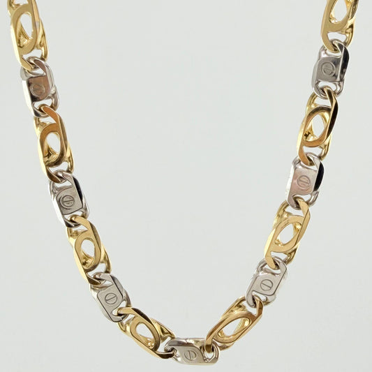 Cadena Lumachina Clavo 95.8gr / 70cm / 7mm Dos Oros Amarillo Blanco +1 18K ©