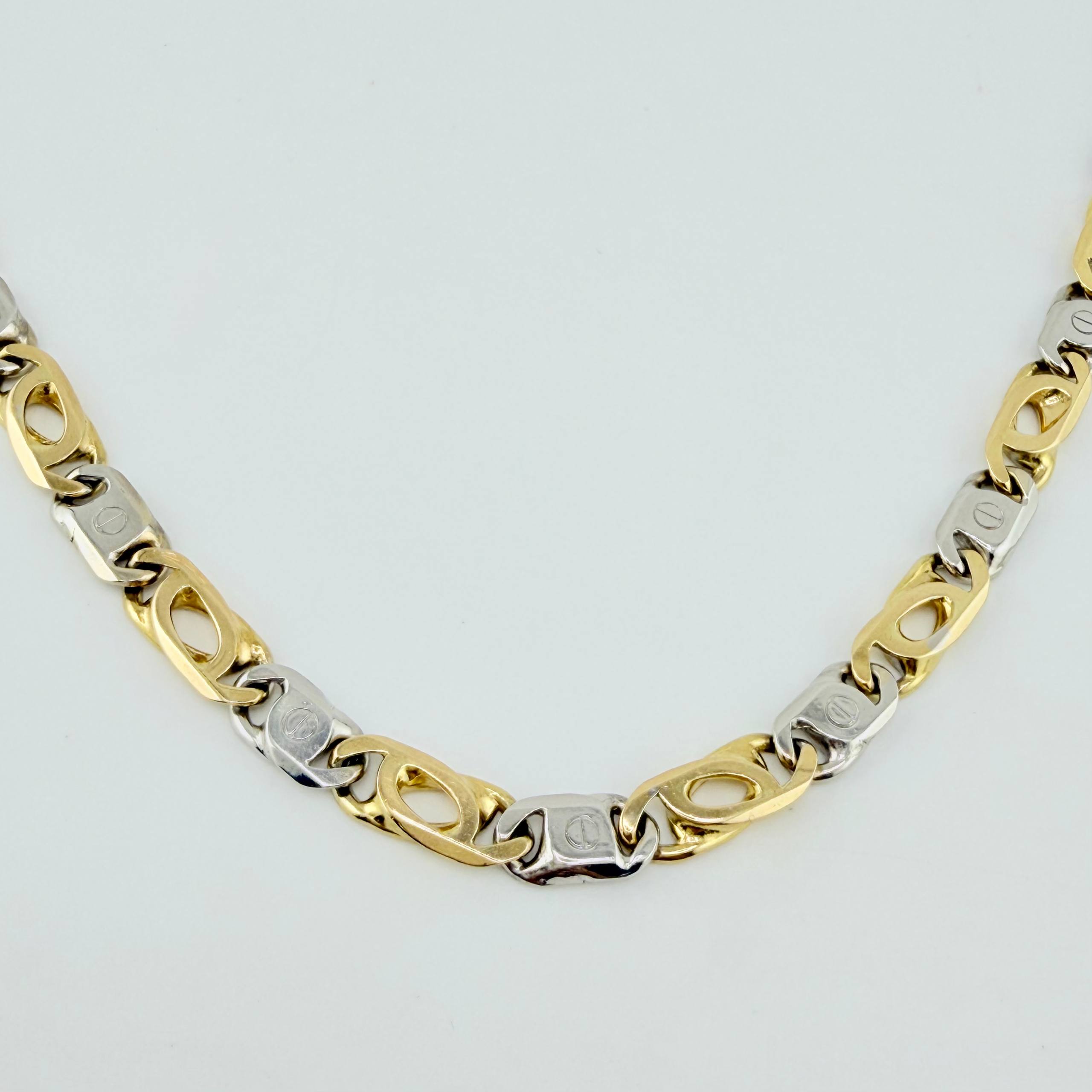 Cadena Lumachina Clavo 95.8gr / 70cm / 7mm Dos Oros Amarillo Blanco +1 18K ©