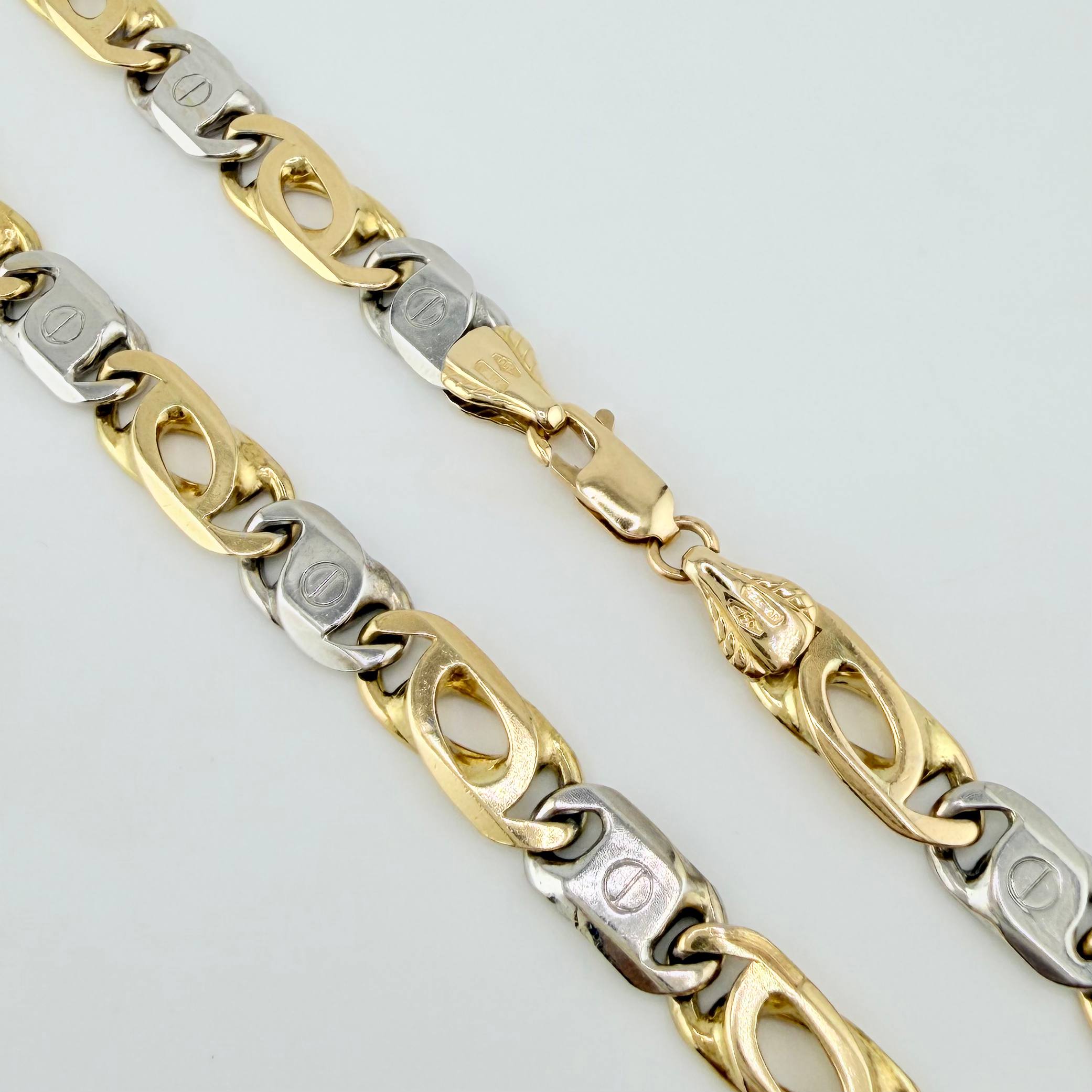 Cadena Lumachina Clavo 95.8gr / 70cm / 7mm Dos Oros Amarillo Blanco +1 18K ©