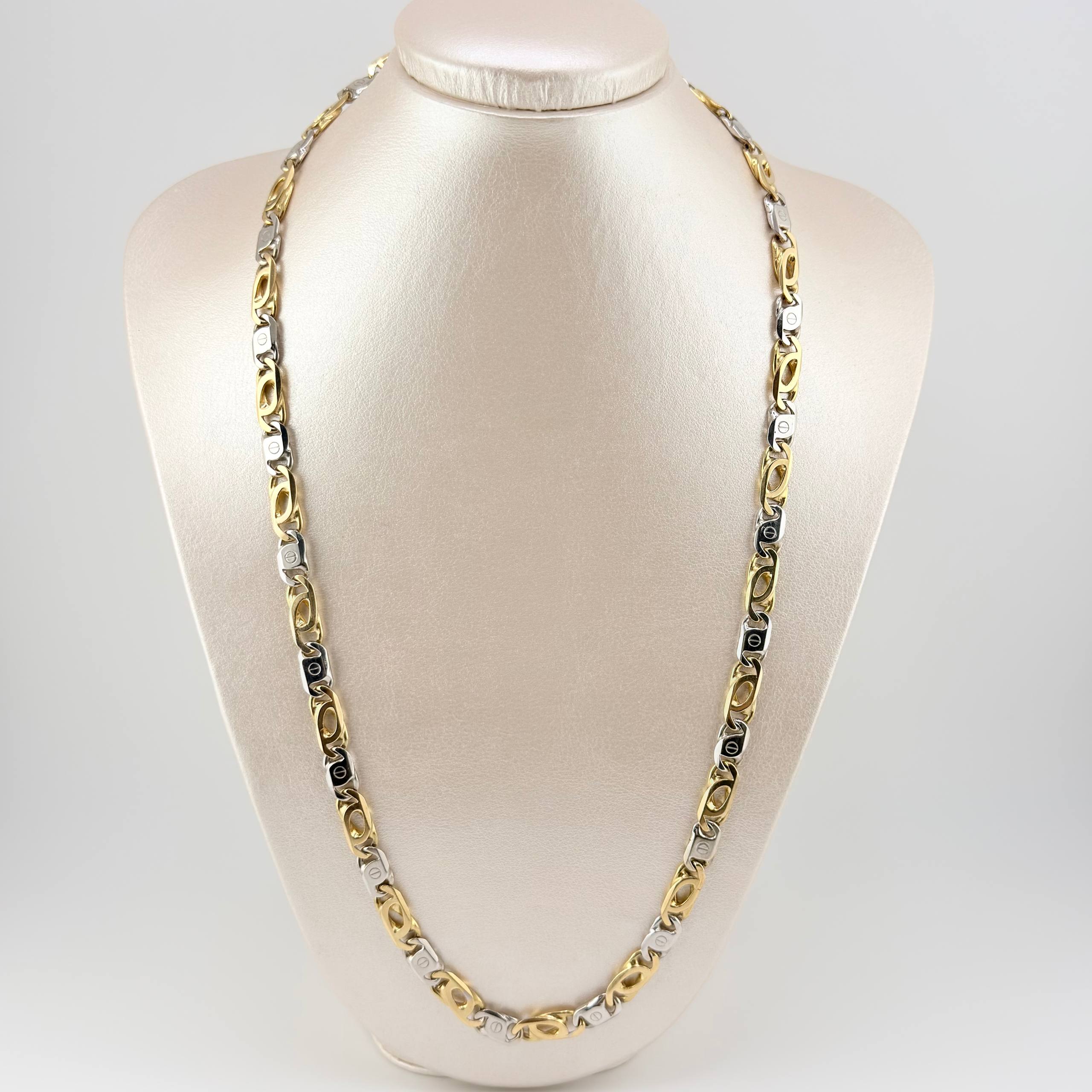 Cadena Lumachina Clavo 95.8gr / 70cm / 7mm Dos Oros Amarillo Blanco +1 18K ©