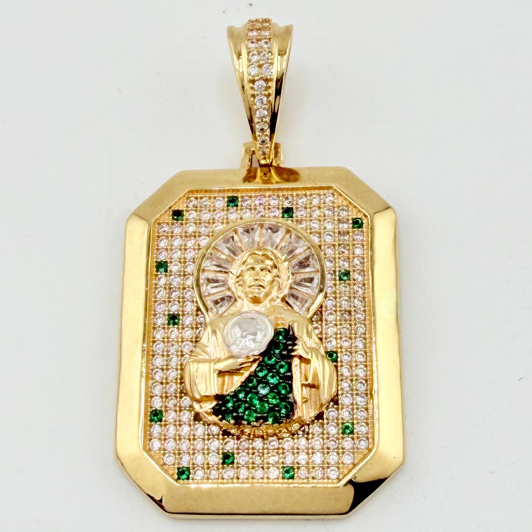 Dije San Judas 11.55gr / 4.3cm / Dos Oros Amarillo Blanco 18K ©