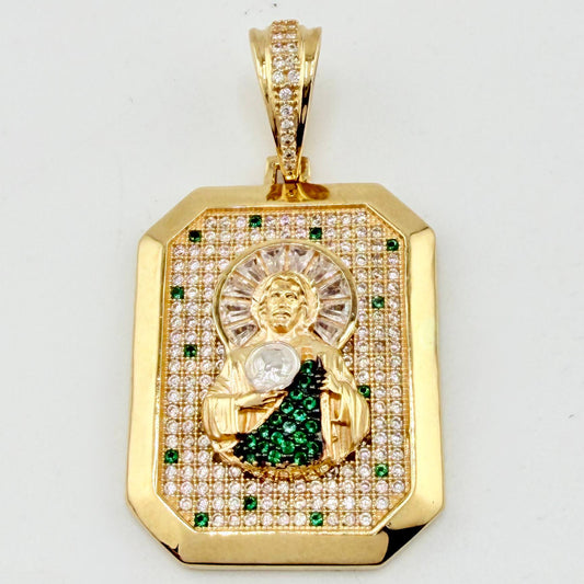 Dije San Judas 11.55gr / 4.3cm / Dos Oros Amarillo Blanco 18K ©