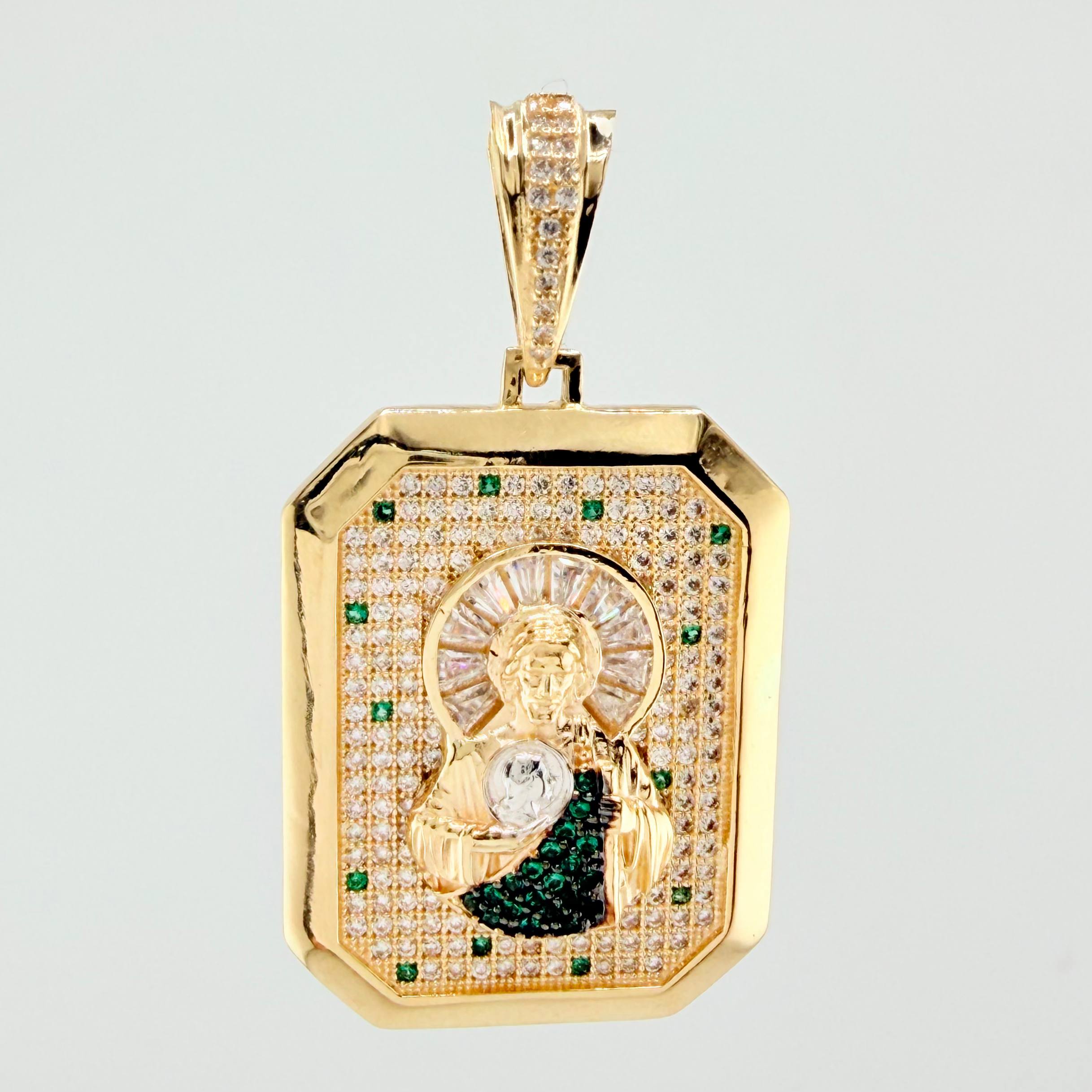 Dije San Judas 11.55gr / 4.3cm / Dos Oros Amarillo Blanco 18K ©