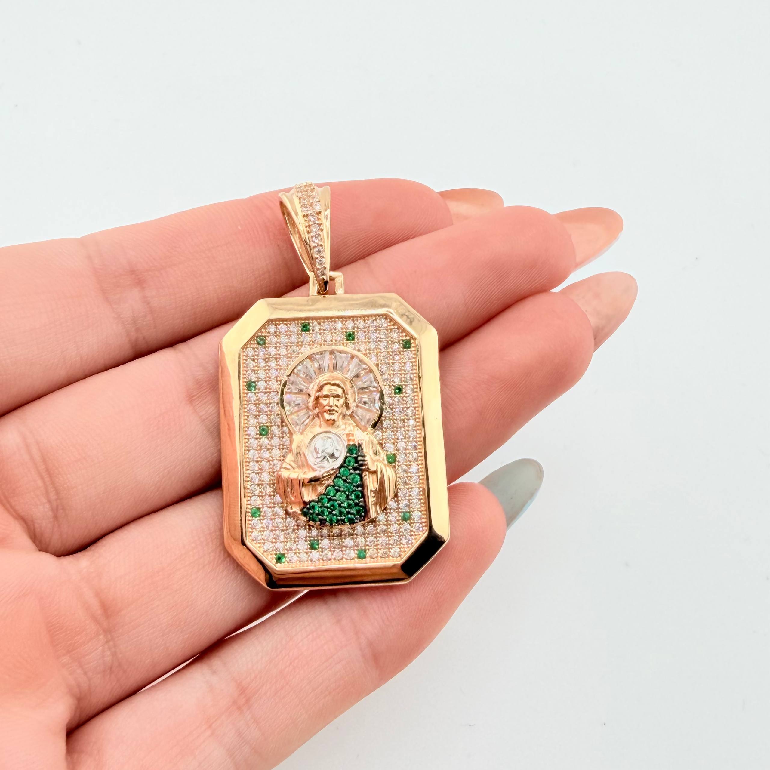 Dije San Judas 11.55gr / 4.3cm / Dos Oros Amarillo Blanco 18K ©