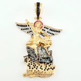 Dije San Miguel Arcangel 15.3gr / 5.5cm / Dos Oros Amarillo Blanco 18K ©