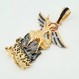 Dije San Miguel Arcangel 15.3gr / 5.5cm / Dos Oros Amarillo Blanco 18K ©