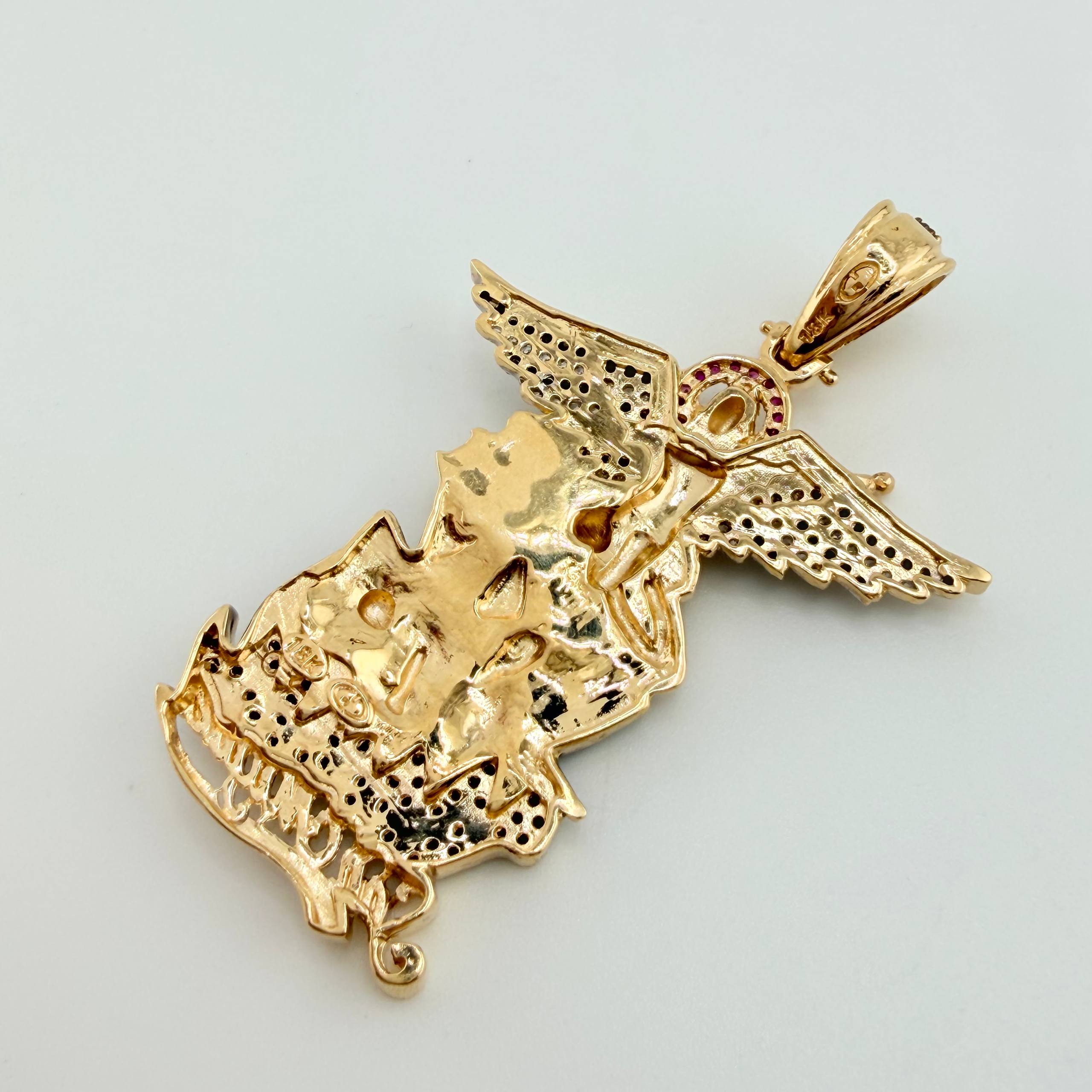 Dije San Miguel Arcangel 15.3gr / 5.5cm / Dos Oros Amarillo Blanco 18K ©