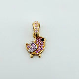 Dije Pajarito 0.9gr / 1.5cm / Dos Oros Amarillo Blanco 18K ©