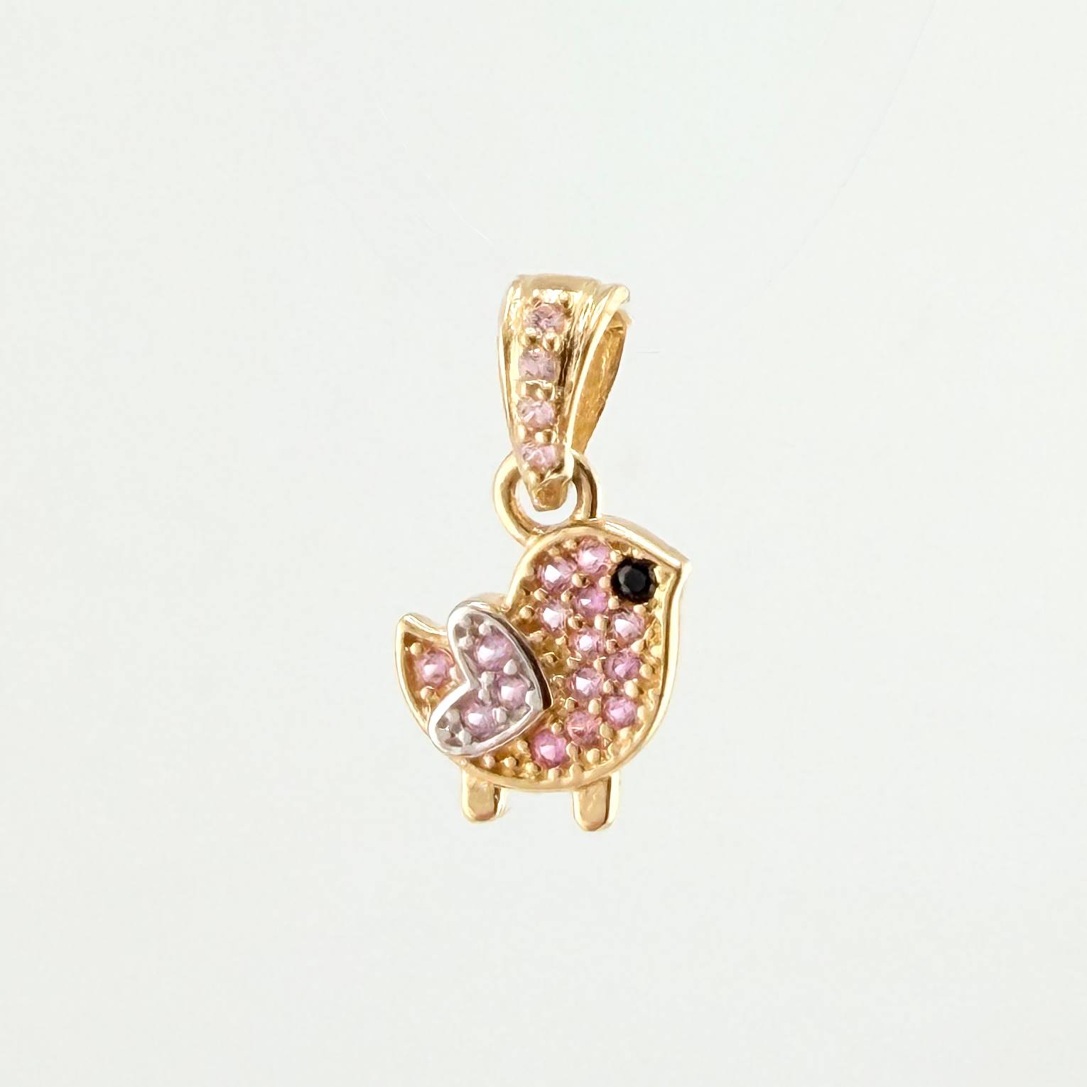 Dije Pajarito 0.9gr / 1.5cm / Dos Oros Amarillo Blanco 18K ©