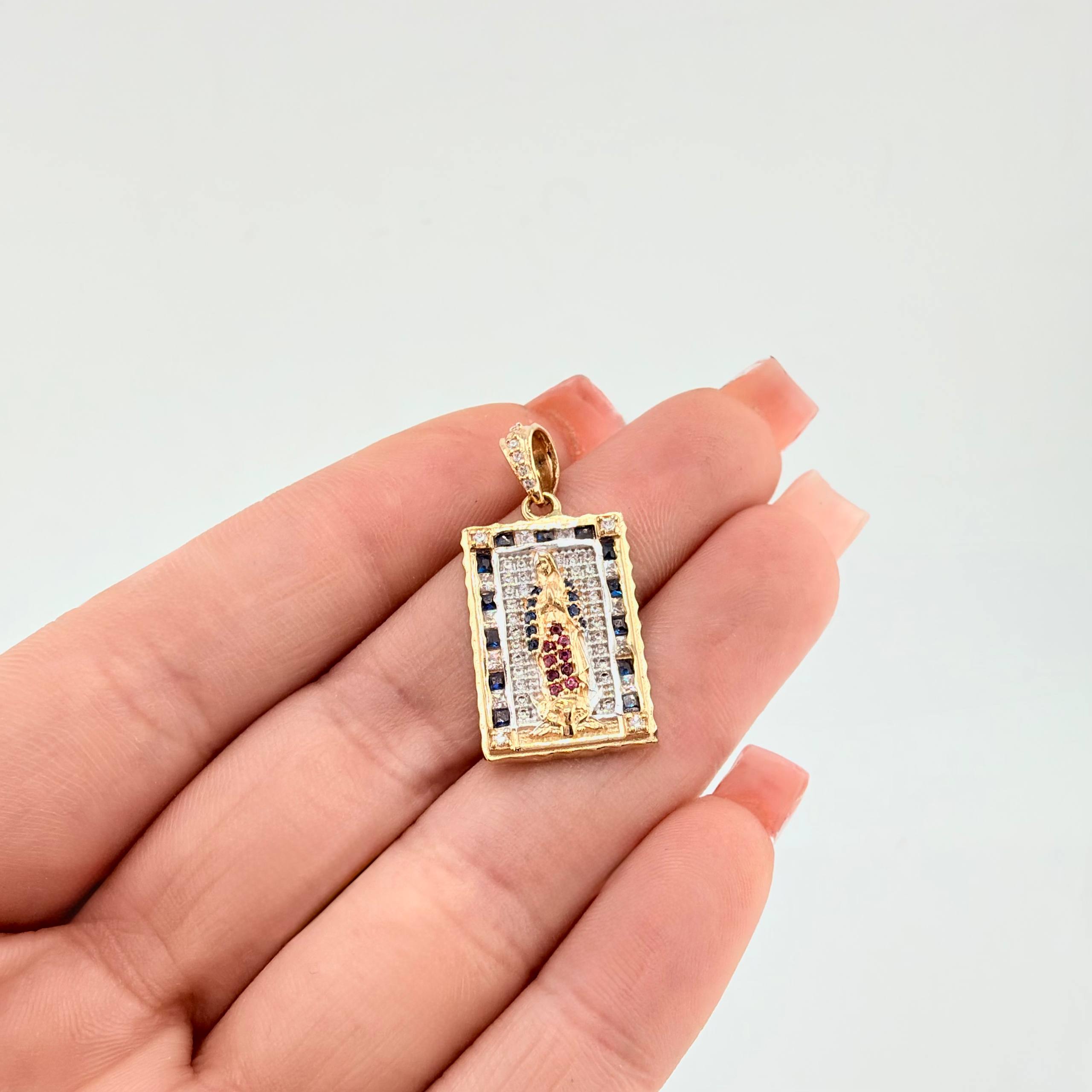 Dije Virgen Guadalupe 4.3gr / 2.9cm / Dos Oros Amarillo Blanco 18K