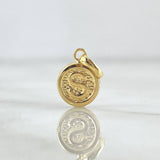 Dije Letra S 0.35gr / 1.5cm / Circulo Texturizado Rustico Oro Amarillo 18K