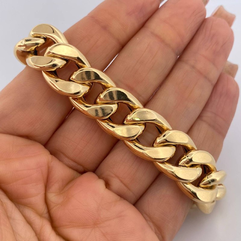 Pulso Cubano 18.65gr / 20cm / +3 Oro 18K &