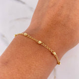 Pulso Tipo Militar 1.85gr / 18cm / 2.6mm Bolas Diamantadas Oro Amarillo 18K $